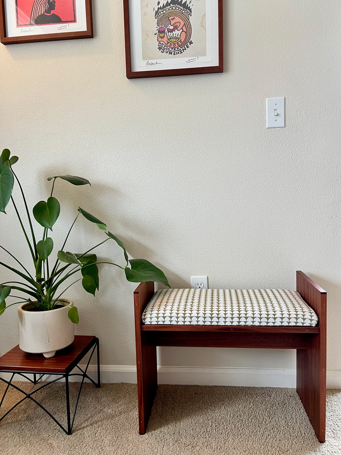 Mid-Century Modern Upholstered Bench
